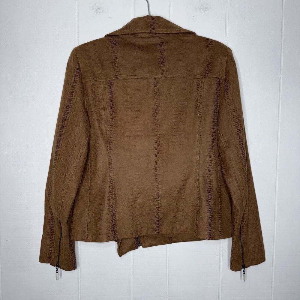 Chico’s Women’s Faux Suede Moto Jacket Brown Size 1, 8/10 NWT - Picture 2 of 6